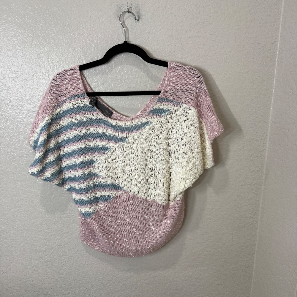 Vintage Tomboy Career Collection Knit Sweater Pastel Pink Blue M 80s Statement